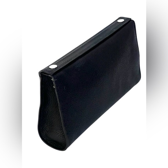 Hermes black color leather snap button pouch size GM - Picture 1 of 10